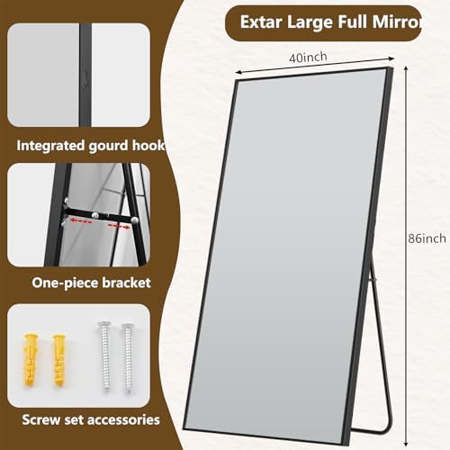 Koonmi 86"x40" Floor Mirror Full Length, Large Black Mirror - Image 2