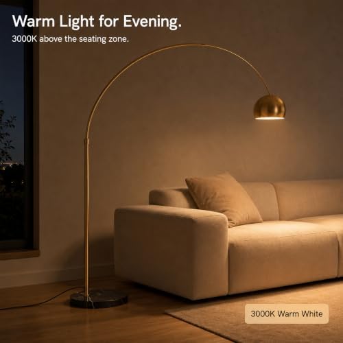 82IN Gold Arc Floor Lamp with Marble Base＆3 Color Temperatures - Image 7
