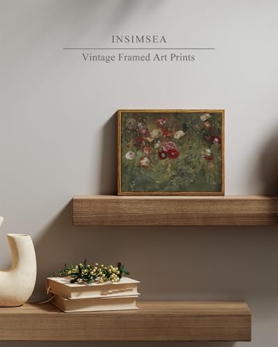 InSimSea Framed Canvas Wall Art, Vintage Bathroom Shelf Art, Poppy Picture, Kitchen Counter Moody Decor, 8"x10", Small Size - Image 2