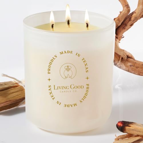 Palo Santo & Bergamot Beeswax Candle, Calming & Grounding, 90+ Hr, 15 Oz by LivingGoodCandleCo