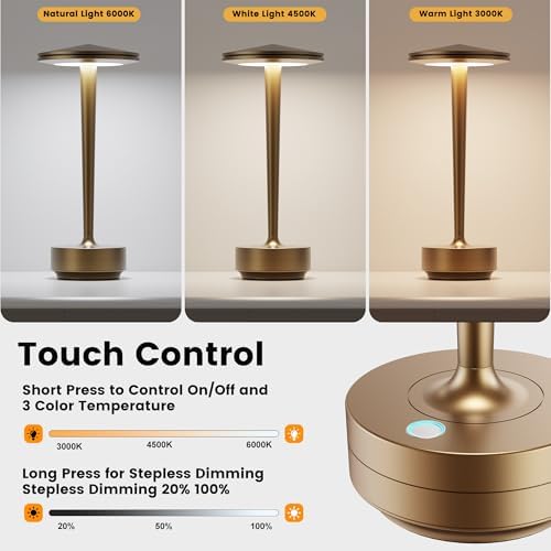 Cordless Rechargeable LED Table Lamp Set of 2 Bronze - Image 4