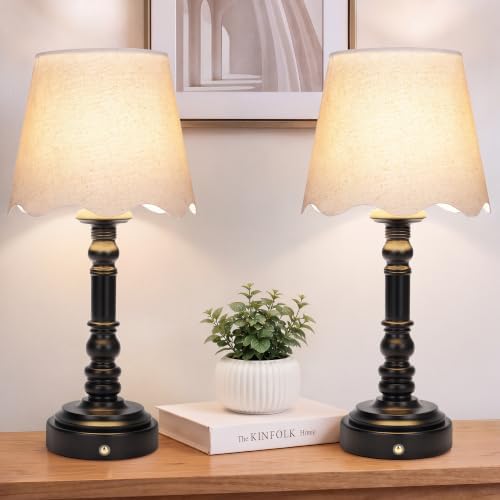 ShineTech 14" Small Table Lamps for Bedroom Rechargeable Cordless, Set of 2 by ShineTech