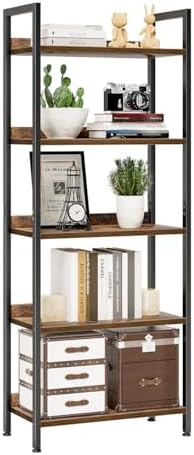 NUMENN Bookshelf, 5 Tier Freestanding Shelving Unit, Vintage by NUMENN