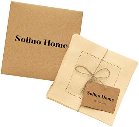 Solino Home 100% Pure Linen Cocktail Napkins Beige, 6 x 6 in, Set of 12 - Image 4