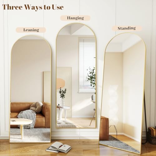 Koonmi 64x21 Arched Full Length Mirror, Floor Mirror with Stand - Image 5