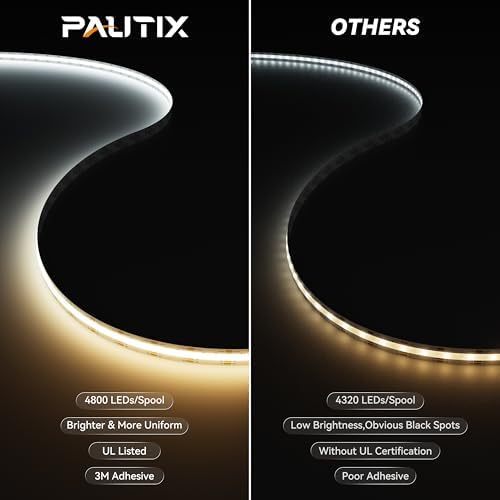 PAUTIX COB LED Strip Lights 2700K-6500K CCT Tunable White 24ft UL-Listed Dotless LED Lights Super Bright Dimmable 24V LED Tape Light with APP/RF Remote Control,Under Cabinets Bedroom Kitchen Lighting - Image 3
