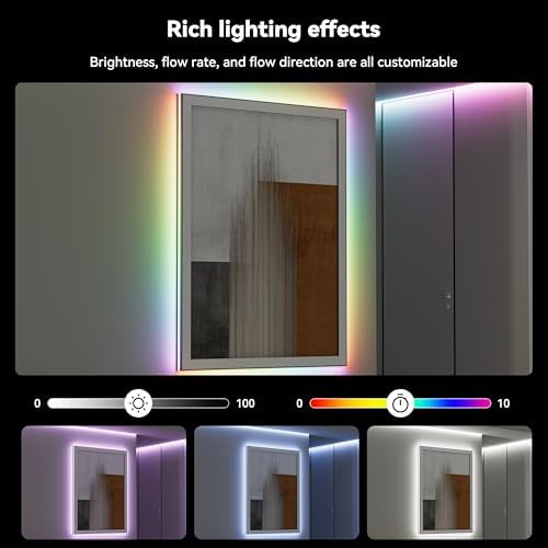 MIWISE 5V USB COB LED Strip Lights,RGB Smart IC LED Strip with App Control,Bluetooth Addressable Music Sync Color Changing Strip Lights,3M Back-Adhesive for Gaming Room PC Home Decor 6.56ft - Image 6
