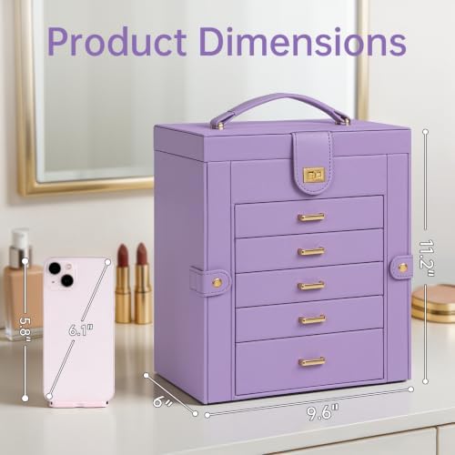 AKOZLIN 6-Tier Jewelry Box Organizer 5 Drawers Storage Medium Violet - Image 5