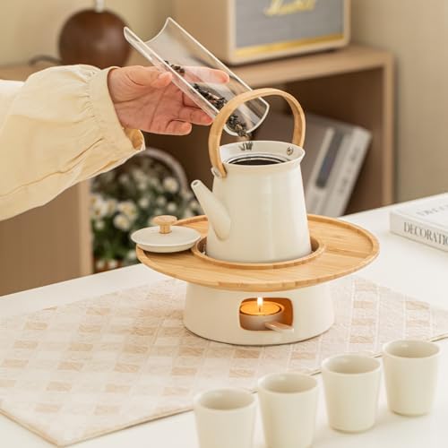 CHENP.HMC Porcelain Tea Sets Tea Warmer Set (Pure White) - Image 3