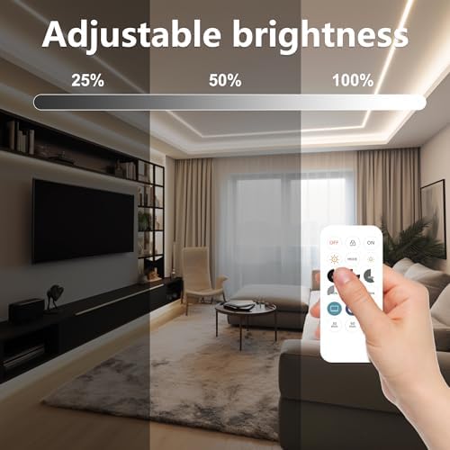 COB LED Strip Lights, Dotless LED Lights with Remote& App, 49.2ft Natural White 4000K Super Bright Dimmable 24V Flexible LED Tape Light,Kitchen Cabinet,Office,Stairs,Shelf Indoor Lighting. - Image 3