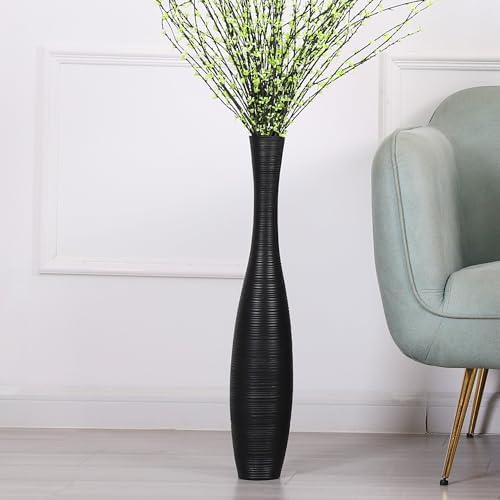 Leewadee Decorative Tall Floor Vase for Living Room Decor, 26 inches, Black, Resin by Leewadee