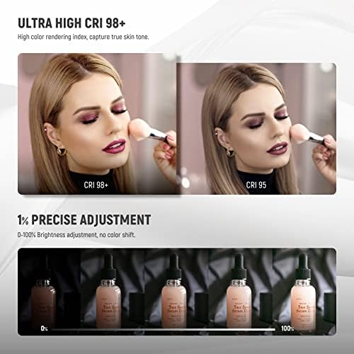 NEEWER Esthetician Light with Phone Holder & Travel Bag Kit, Support 2.4G/PC/MAC Control & Separate Control of 2 LED Light Heads, CRI98+ Bi Color Stepless Dimmable Tattoo Lighting Lash Lamp, BH40B - Image 3