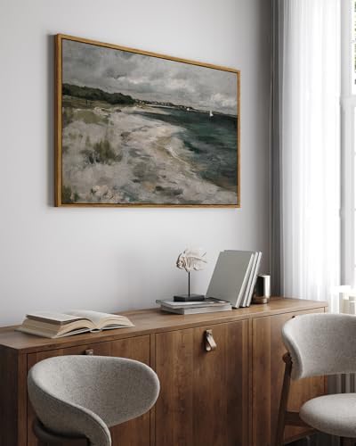 InSimSea Framed Canvas Wall Art, Seaside Landscape Painting Prints, Coastal Wall Art, Modern Farmhouse & Rustic Decor for Living Room & Bedroom, French Country Style, 24"x36" - Image 3