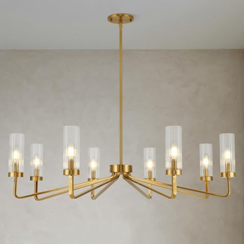Modern Brushed Gold 8‑Light Chandelier for Living Room, 40" Diameter by ACANER