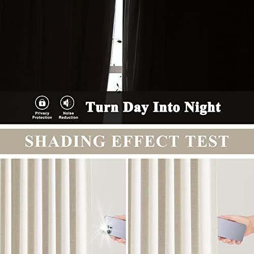 Vision Home Natural Pinch Pleated Full Blackout Curtains Linen Blended Room Darkening Window Curtains 63 inch for Living Room Bedroom Thermal Insulated Pinch Pleat Drapes with Hooks 1 Panel 60"Wx63"L - Image 4