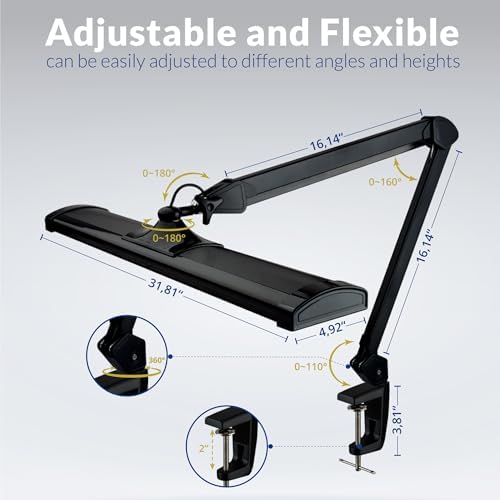 Ultra Bright 4500 Lumens Powerful Professional Eye Care LED Desk Lamp - Brightness Adjustable, Modern Task Light for Home, Beauty, Crafting, Office, Workbench (Daylight, Dimming, Black) - Image 6