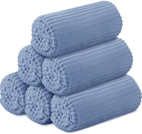 Buryeah 6 Pcs Flannel Blankets Bulk,Fall Outdoor Wedding, Royal Blue by Buryeah