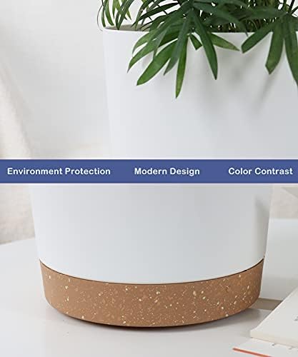 kubvici 2 Pack 8 Inch Planters for Indoor Plants, Plastic Flower Pots Plant Pots Indoor with Drainage Saucer for Outdoor Garden Home Plant, White 8” - Image 6