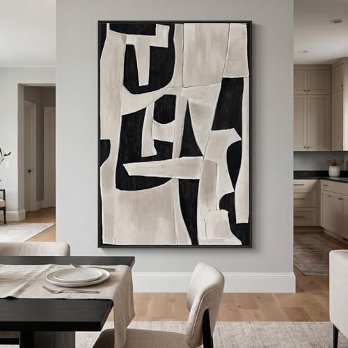 Extra Large Framed Black White Abstract Wall Art for Living Room, 40x60 In - Image 4