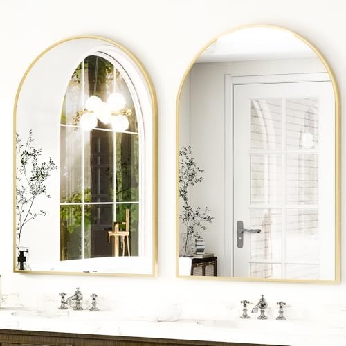 HARRITPURE Arched Wall Mirror 30"x40" Gold Arch Bathroom Vanity Mirror - Image 2