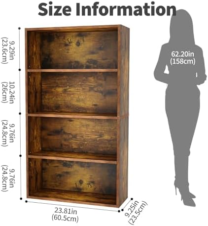 Sweetcrispy 4 Shelf Bookcase Open Display Bookshelf Storage Organizer - Image 3