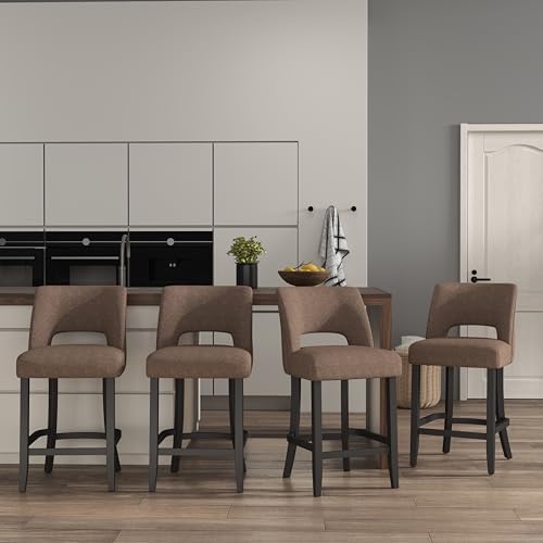 VKNOW Bar Stools Set of 4, 26" Upholstered Counter Height Bar Stools - Image 3