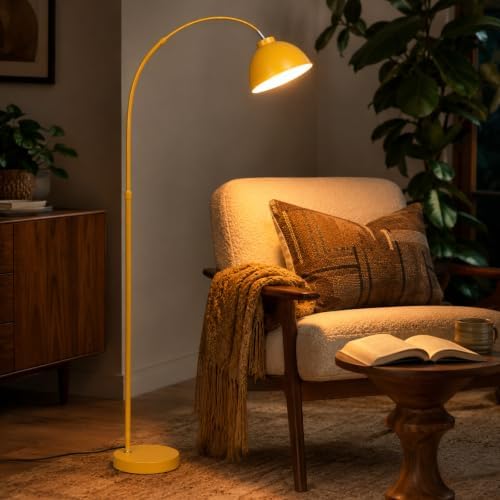 64 in Yellow Arc Floor Lamp for Living Room,Dome Shade Adjustable - Image 6