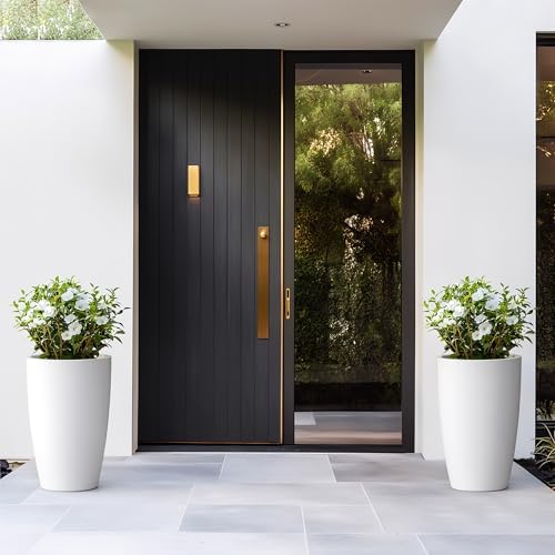 Kante Large Round Tapered White Concrete Planter 20.5" Tall, Outdoor - Image 5