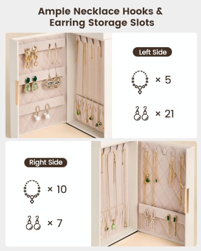 Lolalet Large Jewelry Box, 6-Layer Jewelry Organizer with 5 Drawers -Beige - Image 6