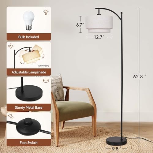 SUNMORY Floor Lamps for Living Room with 12W LED Bulb, Arc Lamp with 3 CCT - Image 3