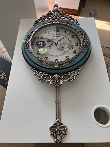 SHISEDECO 29.5" Large Vintage Antique Grandfather Pendulum Wall Clock, Blue - Image 5