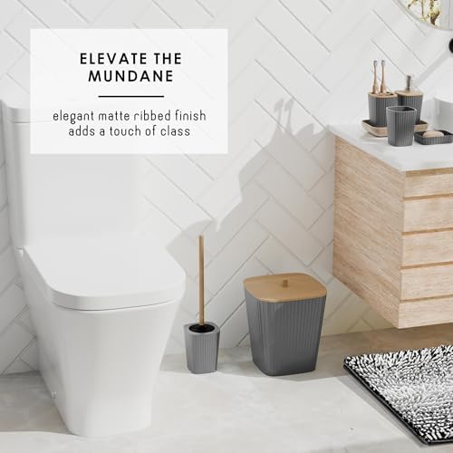 Clara Clark Bathroom Accessories Set - Bathroom Set, Bathroom Sets with Shower Curtain and Rugs, Shower Curtain Set with Bathroom Trash Can - Ombre Grey - 22PC - Image 7