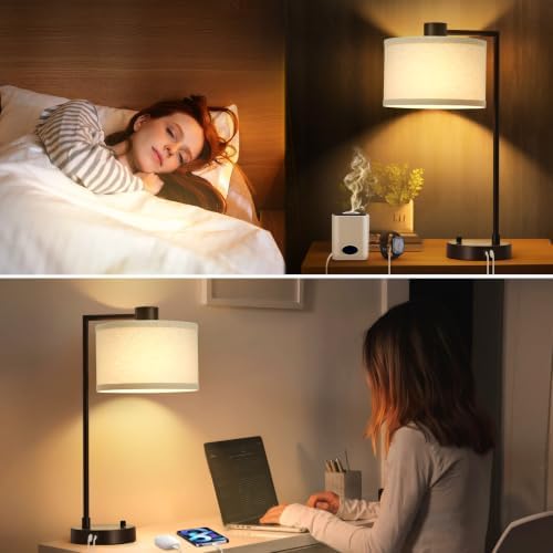 Luvkczc Table Lamp Set of 2, Dimmable Bedside Lamp for Night Stand, USB A+C - Image 5