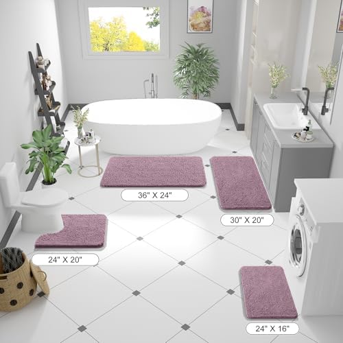 OLANLY Bathroom Runner Rugs 70x24, Extra Soft Absorbent Chenille Bath Rugs - Image 2