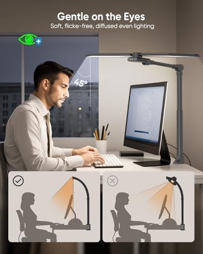 36W LED Desk Lamp with Clamp, Dual-Head Architect Lamp with Remote, Black - Image 5