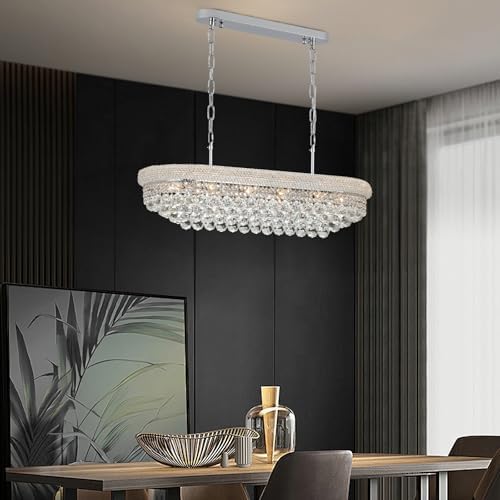 Chrome Crystal Chandeliers for Dining Room，11-Lights L35.4 Inch - Image 7