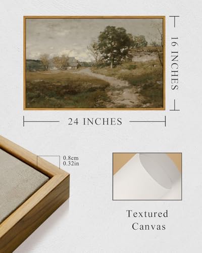 InSimSea Framed Canvas Wall Art Vintage Decor, Room Decor Classical Oil Painting Canvas Prints Arkville Landscape Vintage Wall Art Home Decor, 16"x24" - Image 5