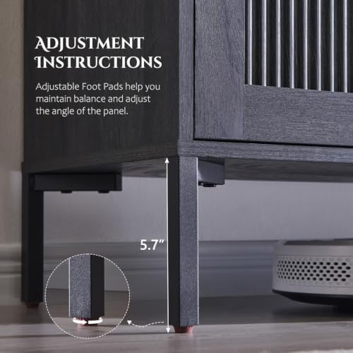 IFBUY 92.63" W Mid Century Modern TV Stands for Living Room, Dark Grey - Image 7