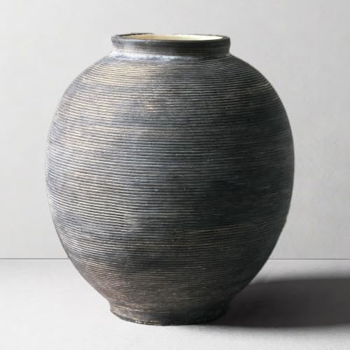Black Ceramic Flower Vase, 9.8" H, Black Bronze Glaze by KayolinCommunity