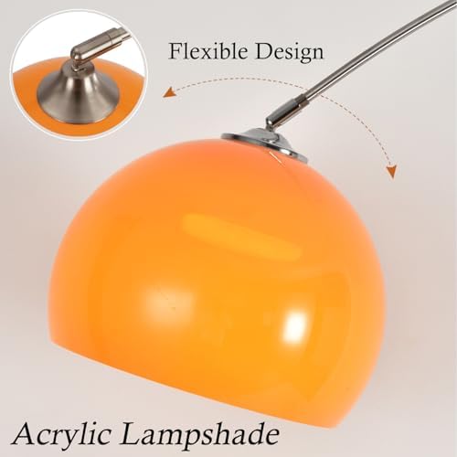 Orange Arc Floor Lamps for Living Room,Mid Century Modern,Marble Base - Image 2