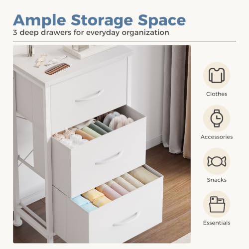 DUMOS 3 Drawer Nightstand for Bedroom, Small Night Stand Chest of Drawers - Image 4