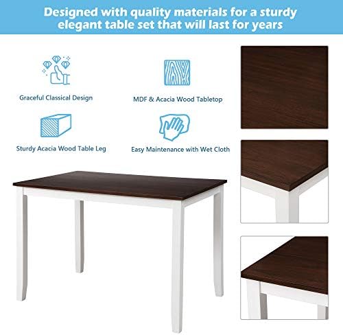 Harper & Bright Designs 5-Piece Wood Dining Table Set for 4, Kitchen Furniture Set with 4 High Back Dining Chairs for Small Places,White+Cherry - Image 3