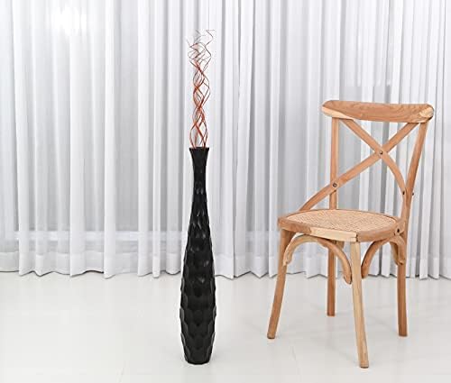 Leewadee Large Floor Vase 26 inches Mango Wood for Pampas Grass, Dried Flowers - Image 7