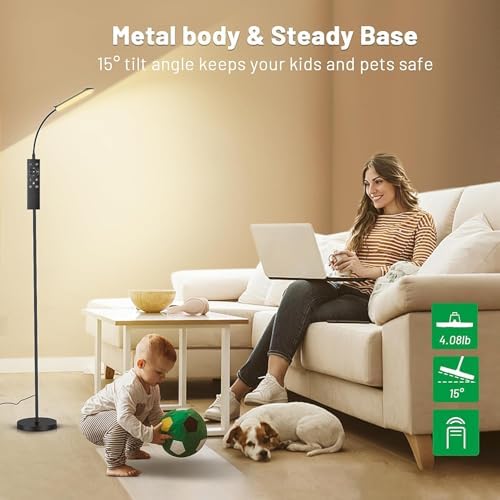 Yikuneng Dimmable LED Floor Lamp, Super Bright Reading Lamps Floor Standing lamp with Remote & Touch Control, Stepless Dimming & 2700K-6500K Color Temperature, for Living Room Bedroom Office, 2 Pack - Image 7