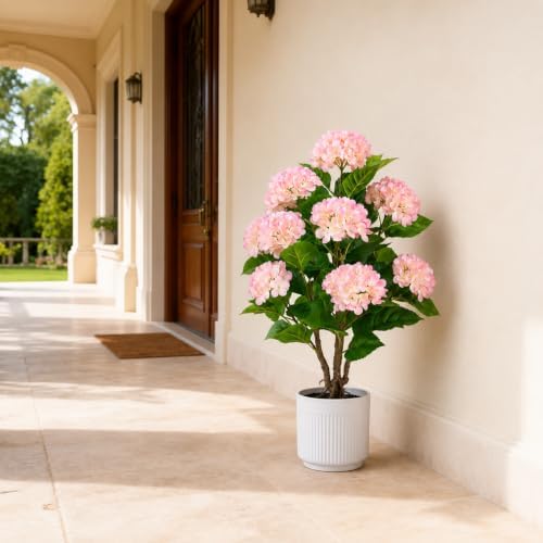 Faux Hydrangea Tree 2 Pack, 3FT Pink Artificial Flowering Plant - Image 6