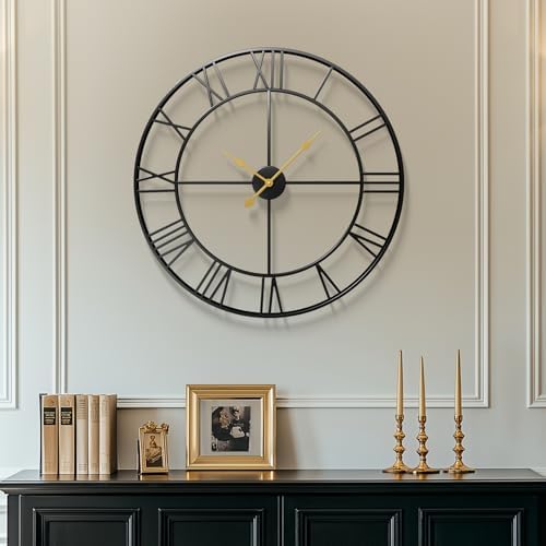Cuspin Large Wall Clock 30 Inch for Living Room Decor, Black Roman Numeral by Cuspin