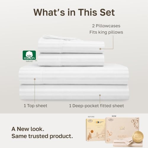 California Design Den 100% Cotton Sateen King Sheets Deep Pocket, 4 Pc Set - Image 3