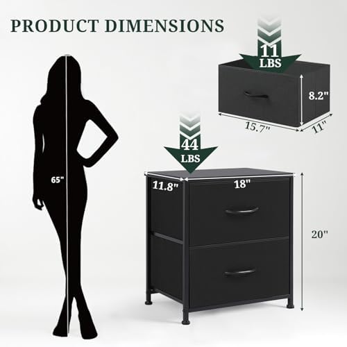 Nightstand Upgraded Small 2 Drawer Dresser End Table Bedside Furniture - Image 3