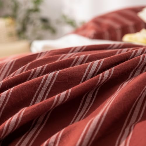 BESTOUCH Striped Cotton Duvet Cover Set Linen Feel Oversized Full - Image 7
