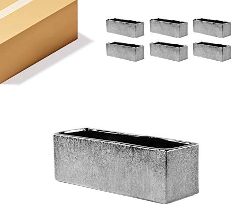 WGVI Long Rectangle Ceramic Planter Vase in Silver Etched 12" x 4" x 4"H, Block Rectangular Terrarium Box Pot, Flower Arrangement, Table top Centerpiece, Home Decor Storage Container, Bulk, 6 Pcs. by WGVInternational-OpusGlassware